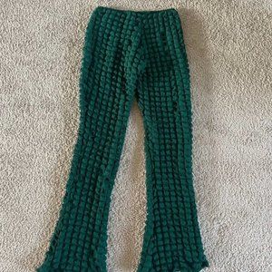 Shein Green High Waisted Puff Flare Pants Size M